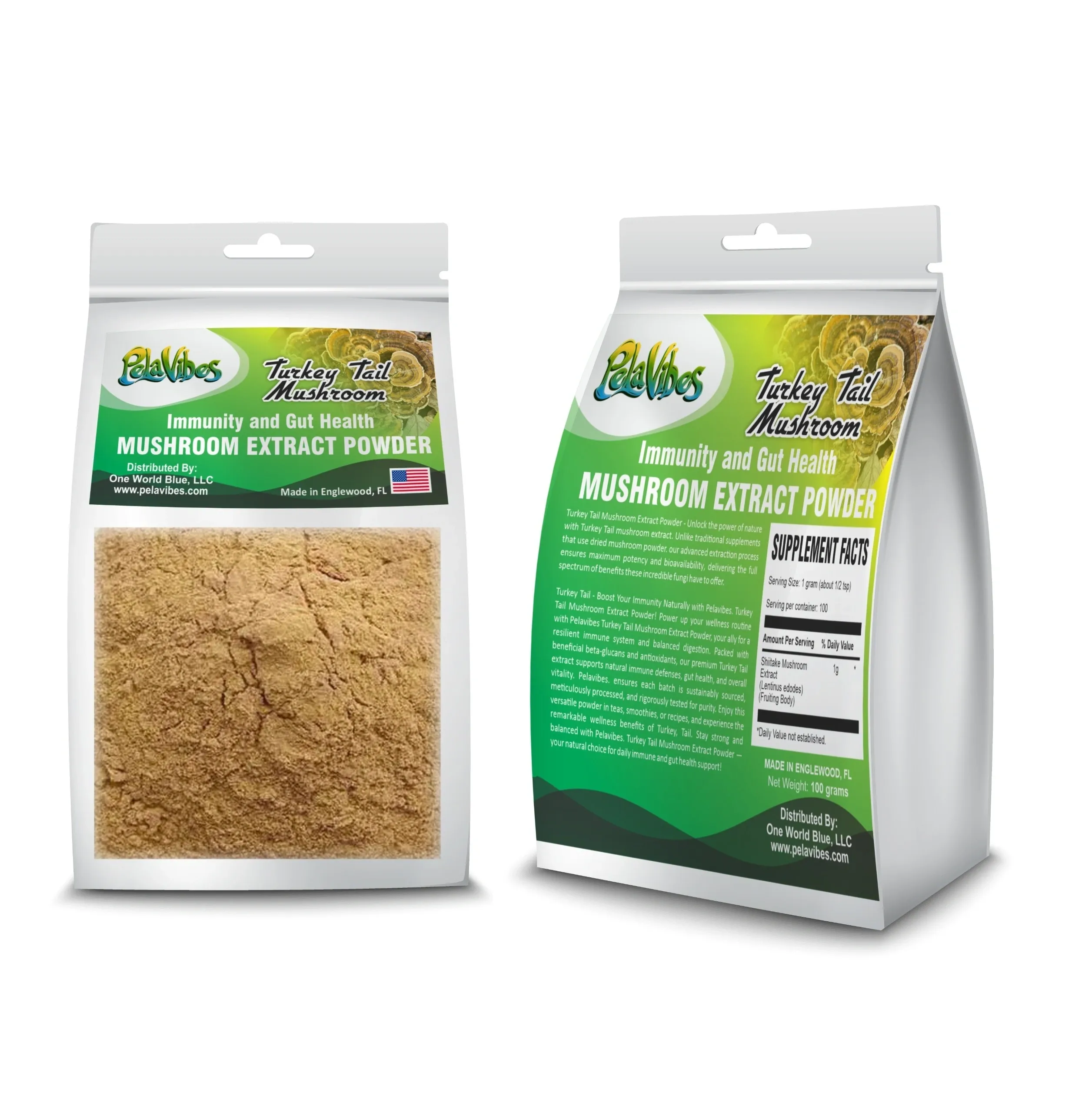 Pela Vibes Turkey Tail Mushroom Extract Powder